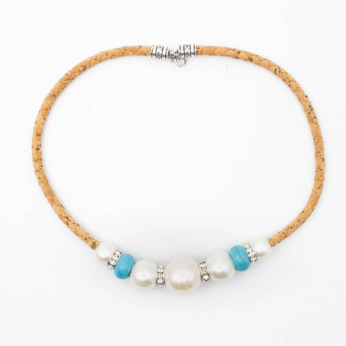 Natural cork  Azure Tassel cork necklace SET-069