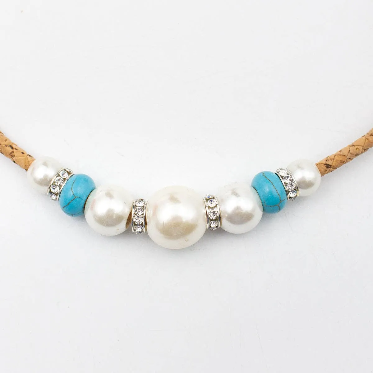 Natural cork  Azure Tassel cork necklace SET-069