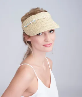 Natural Sun Visor with Shell Beading Embellishment
