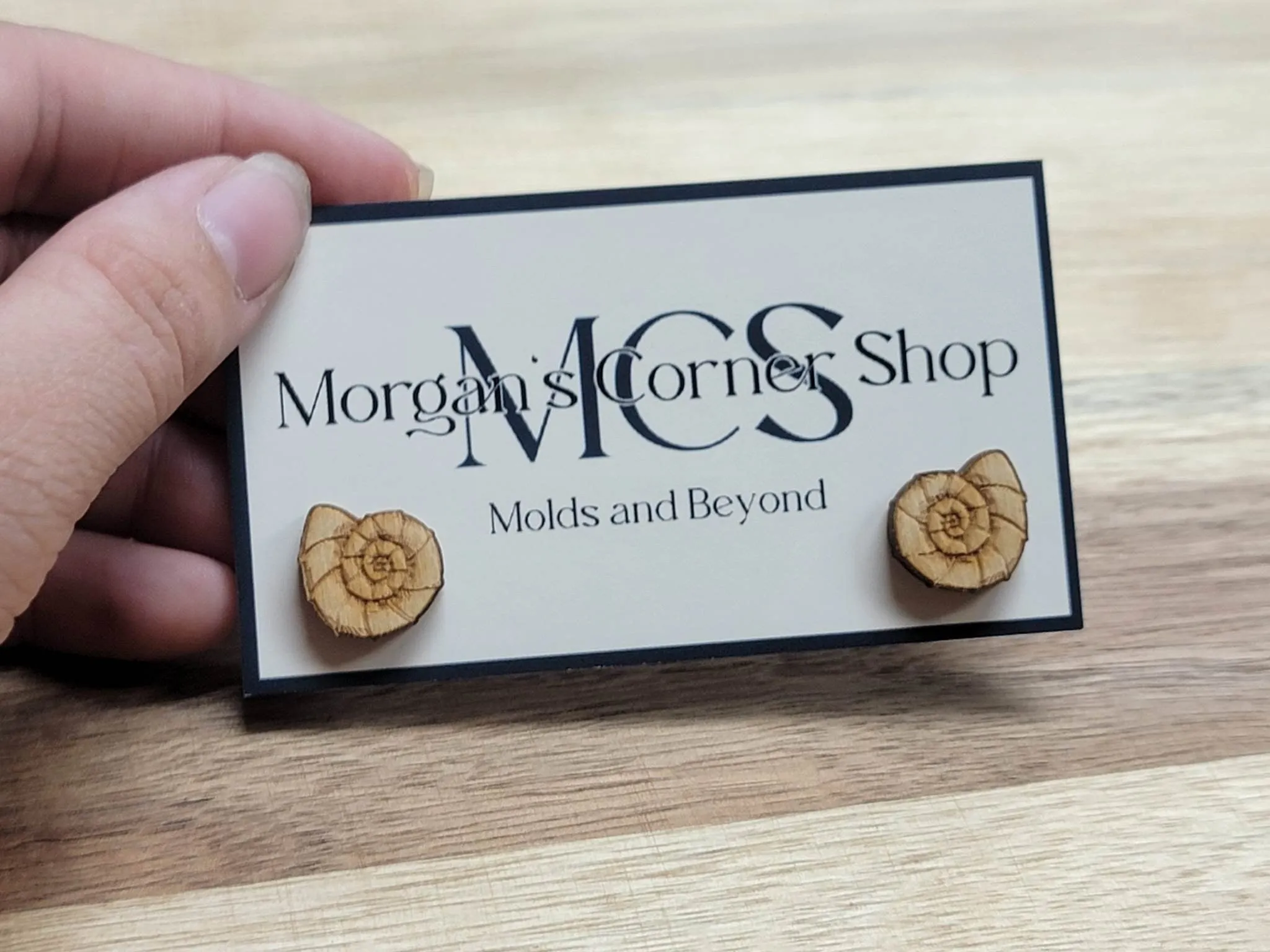 Natural Wood Sea Shell Stud Earrings | Laser Cut Handcrafted Jewelry