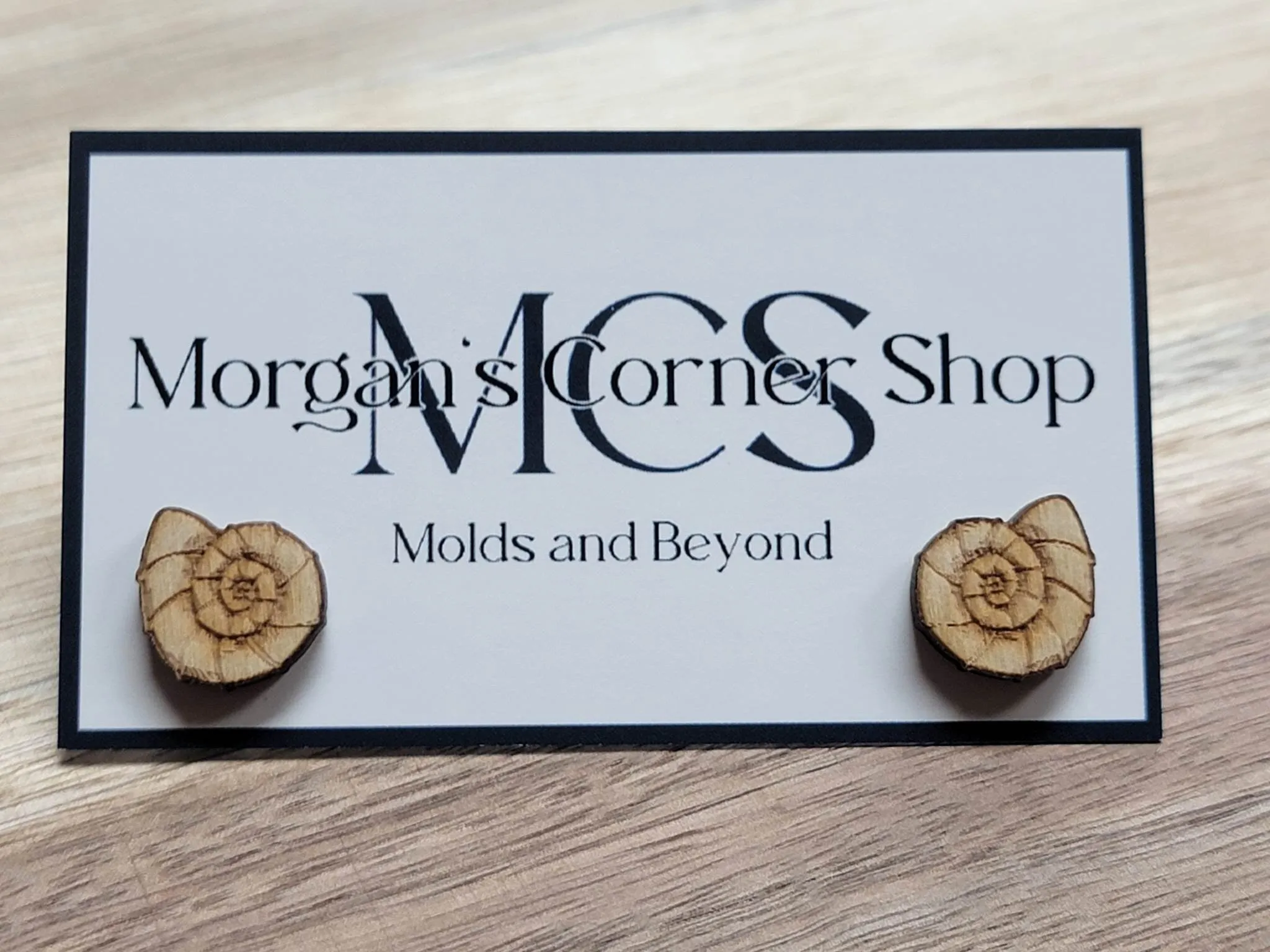 Natural Wood Sea Shell Stud Earrings | Laser Cut Handcrafted Jewelry