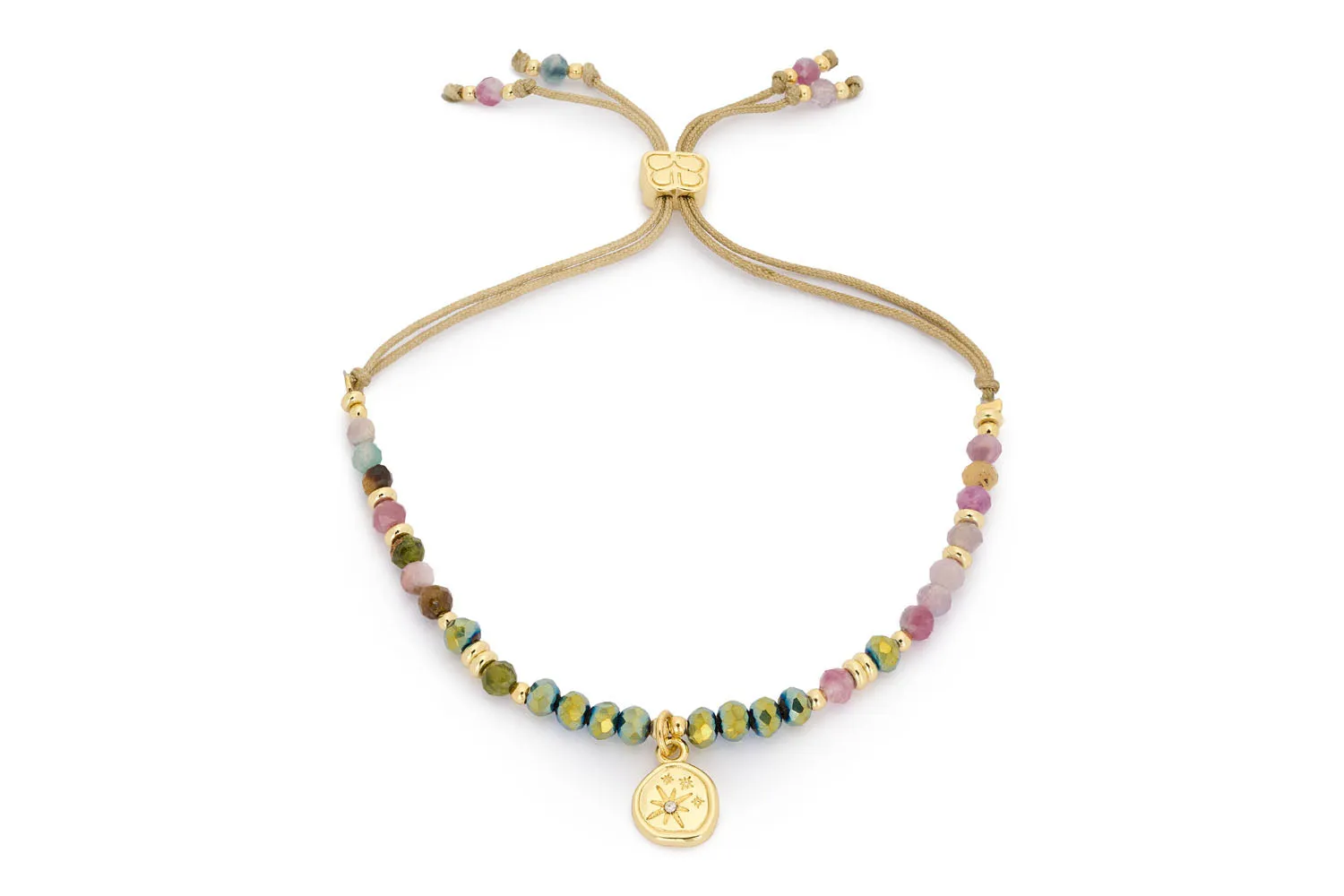Opulent Tourmaline Gold Slider Bead Bracelet