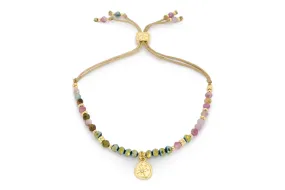 Opulent Tourmaline Gold Slider Bead Bracelet