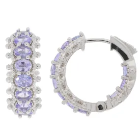 Oval Purple Sapphire Sterling Silver Earrings with Accent