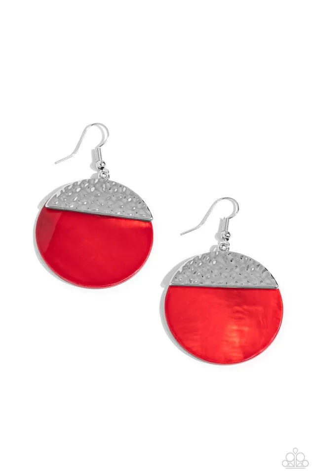 Paparazzi Earring ~ SHELL Out - Red
