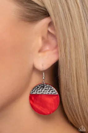 Paparazzi Earring ~ SHELL Out - Red