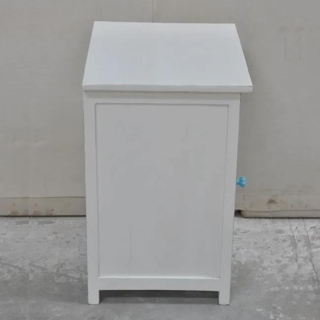 PARIS Carved Pair of Bedsides White with Blue Door C