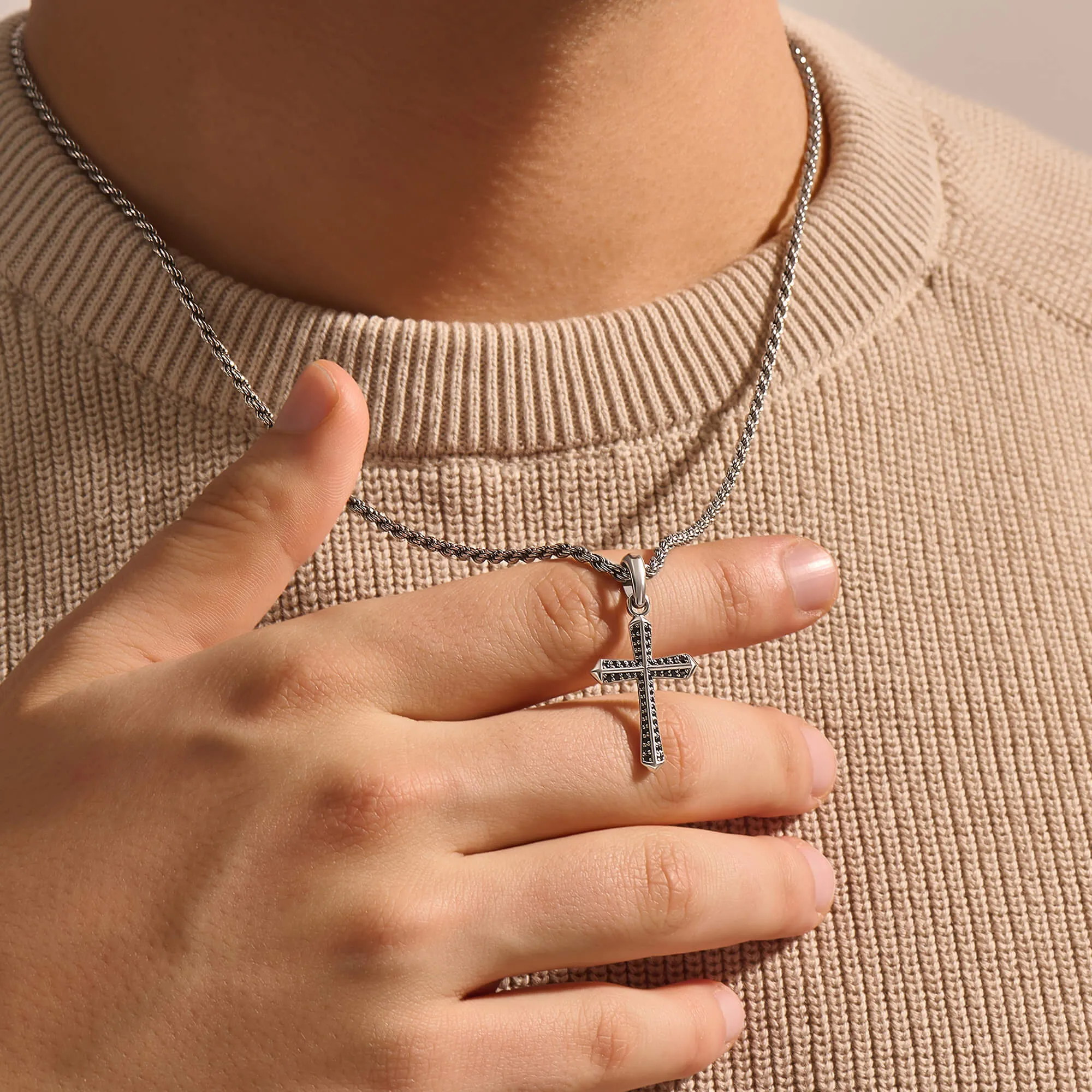 Paved Cross Pendant in Gold
