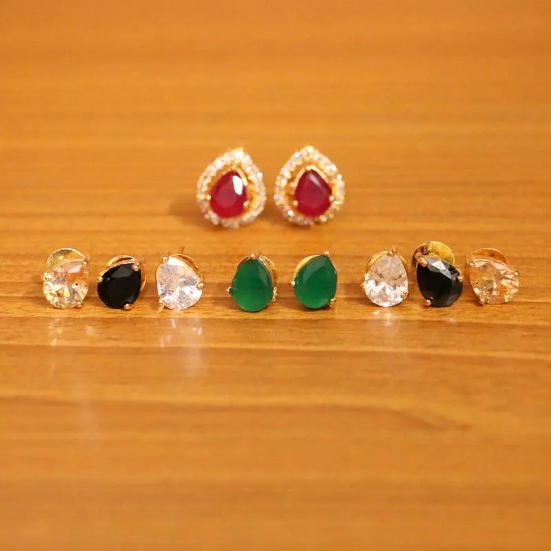 Pear Shaped Diamond Look Changeable Earrings