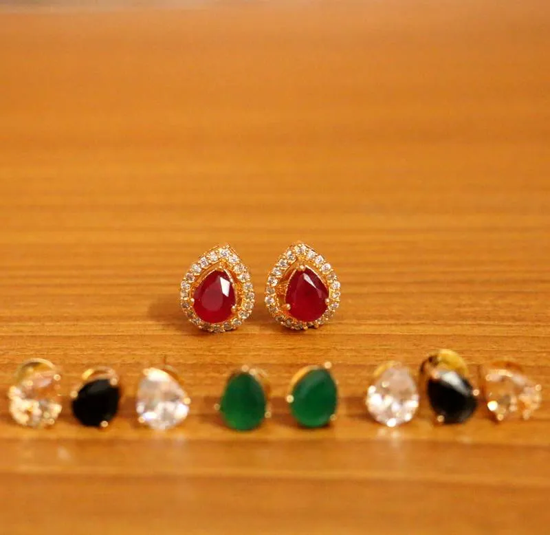 Pear Shaped Diamond Look Changeable Earrings