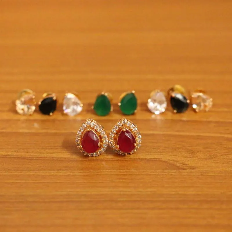 Pear Shaped Diamond Look Changeable Earrings