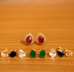 Pear Shaped Diamond Look Changeable Earrings