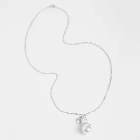 Pearl Snowman Necklace - Silver