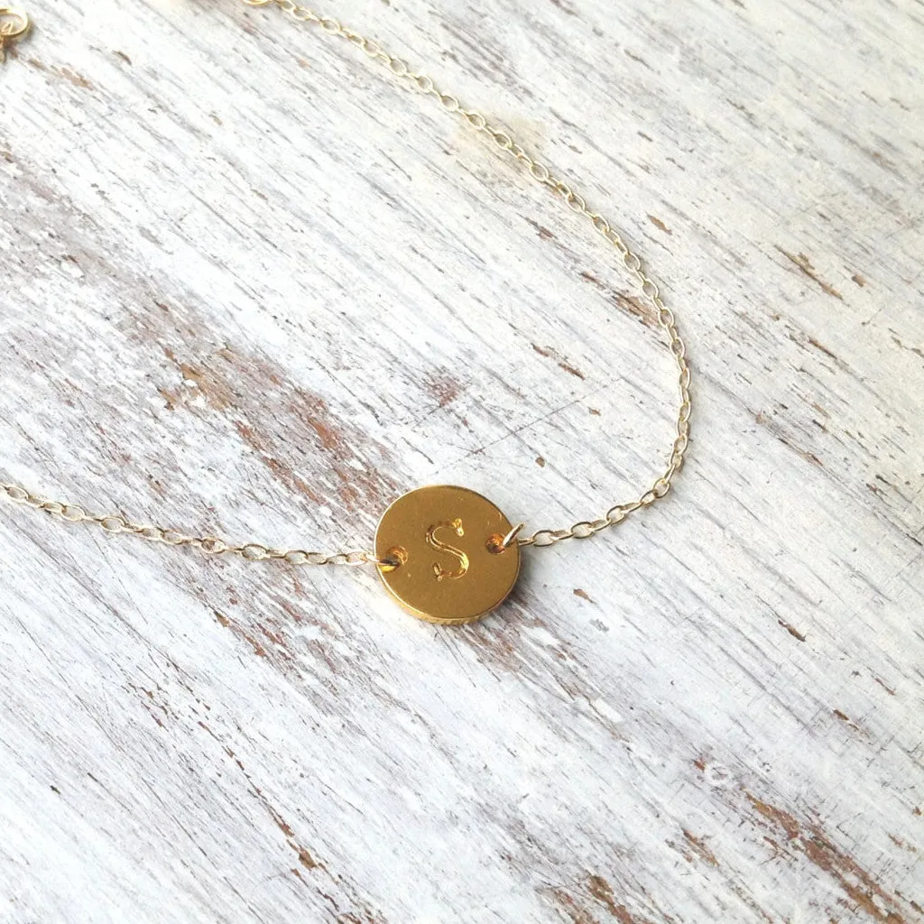 Personalized Initial Bracele 14k Gold Filled Disc Bracelet