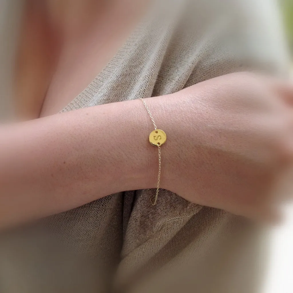 Personalized Initial Bracele 14k Gold Filled Disc Bracelet