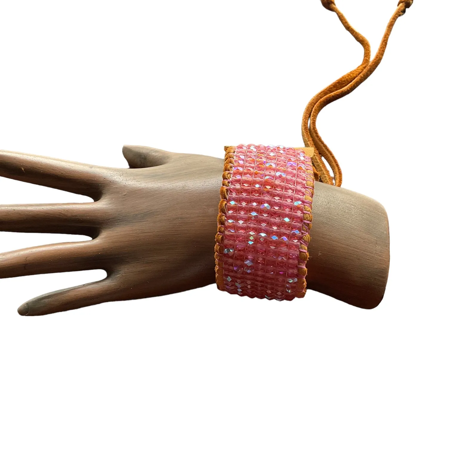 Pink Crystal Beaded Bracelet
