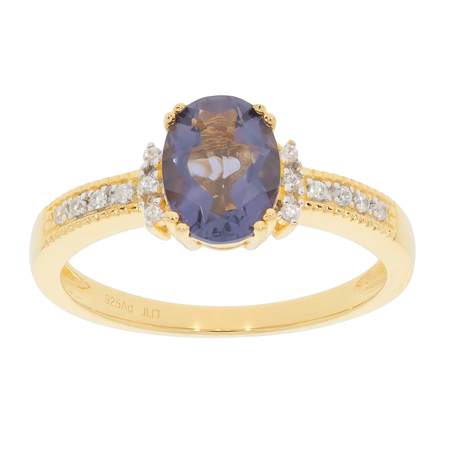 Purple Sapphire Sterling Silver Ring with Sapphire Accent