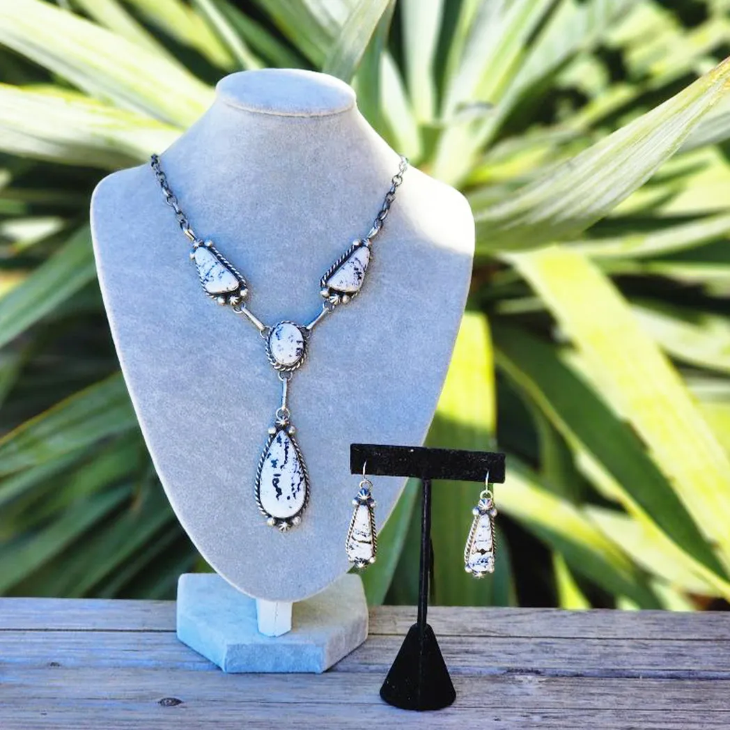 " Langley " White Buffalo Lariat Set
