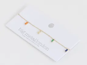 Rainbow Baguette Crystals Anklet - Gold