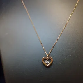 Real Heart diamond studded gold pendant and chain_anti tarnish