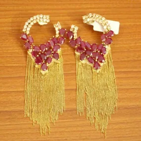 RED STONE & CZ STUDDED DANGLER DROPS