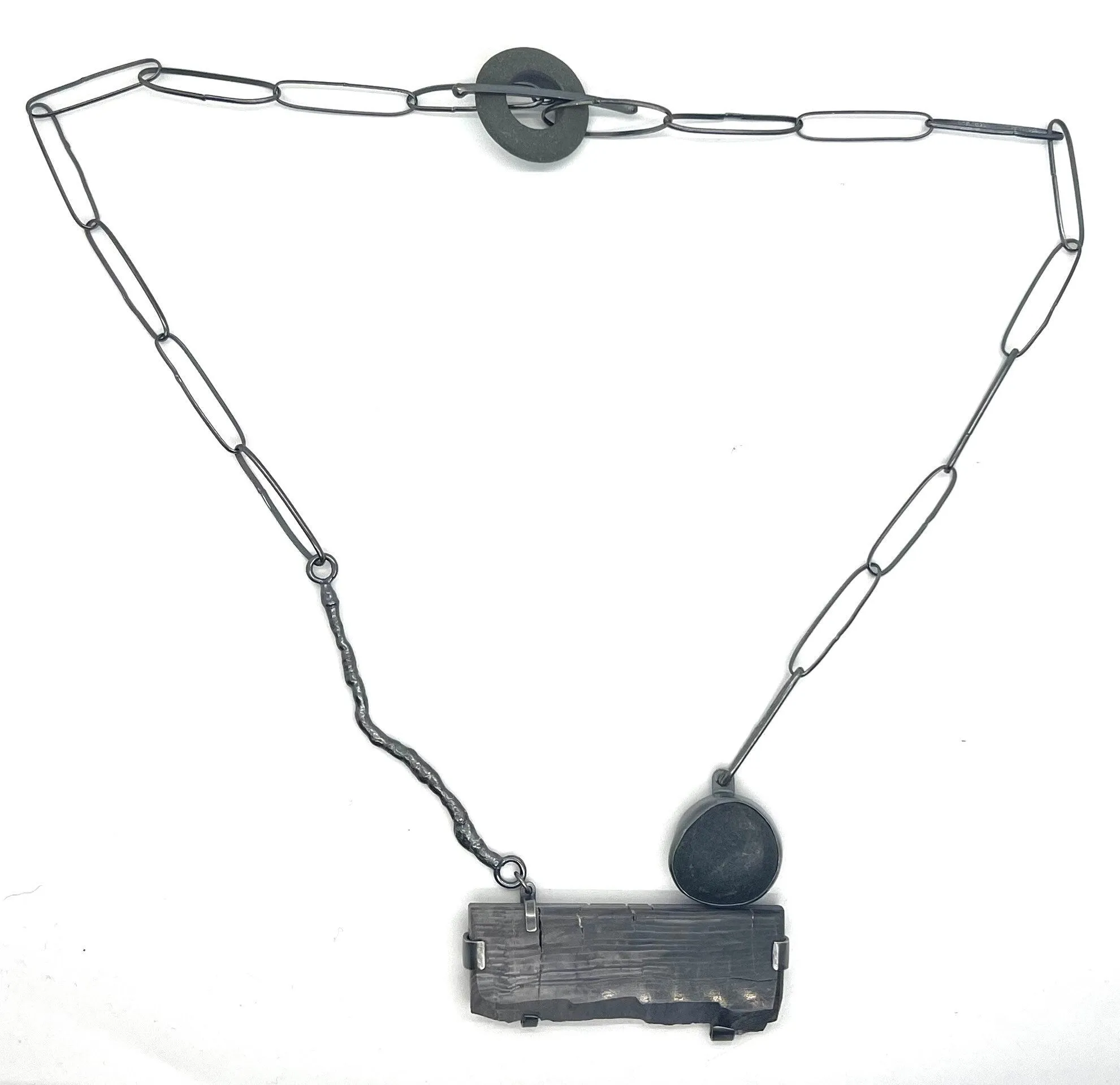 Rock and Petrified Wood Twig necklace