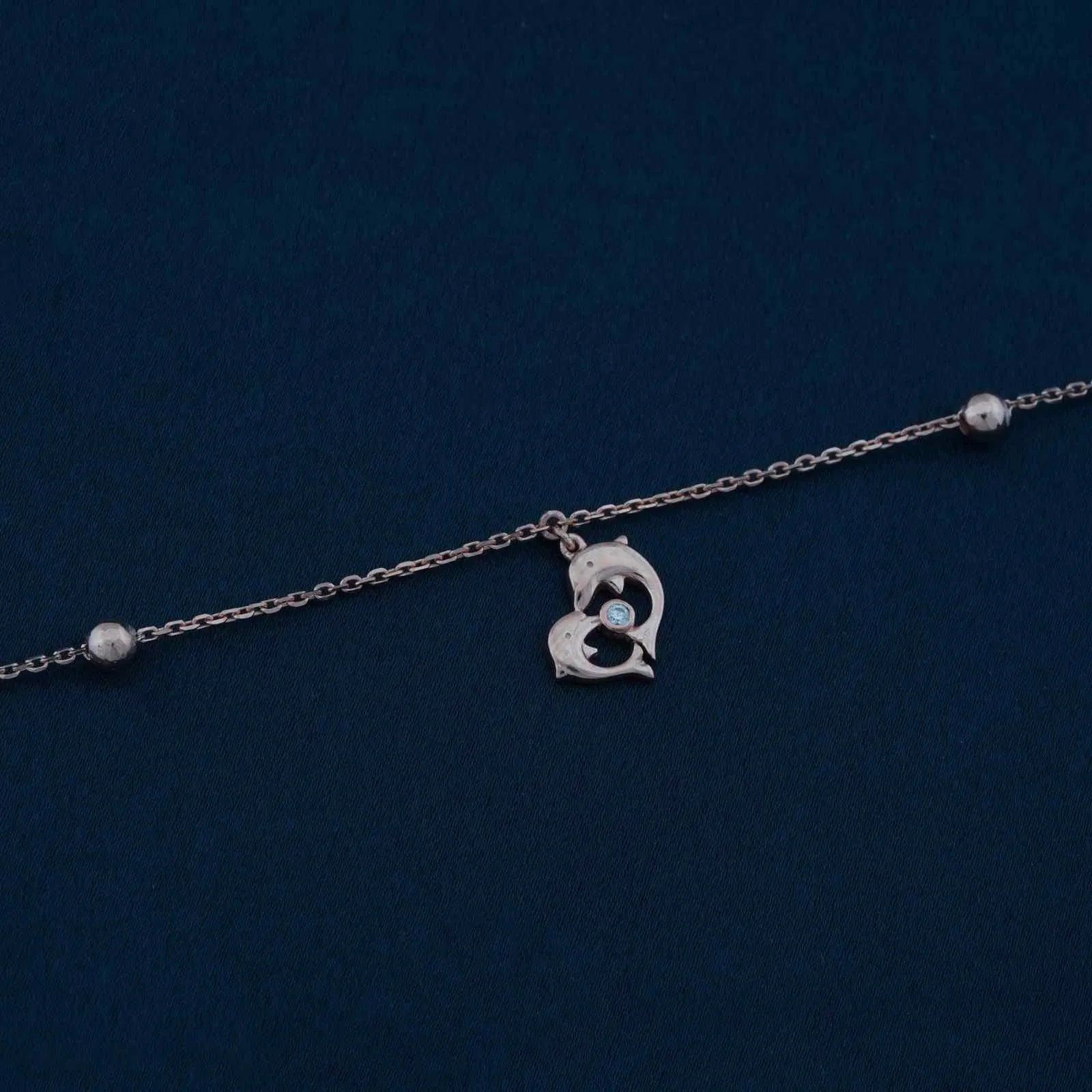 Rose Gold Dolphin Heart Love Anklet