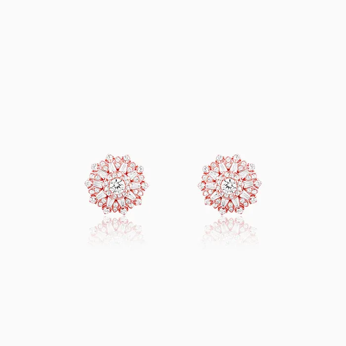 Rose Gold Floral Work Earrings