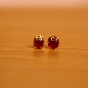Ruby Coulor Round Shaped 6mm Studs