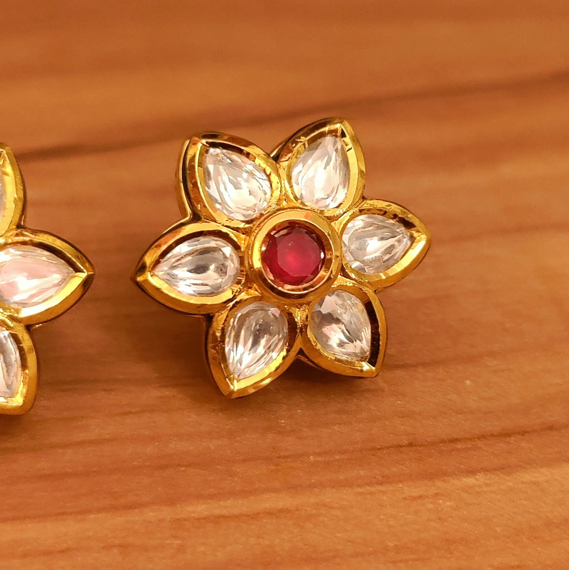 RUBY ROYAL KUNDAN POLKI STUDS