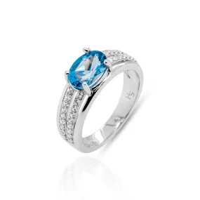 Ruka London Blue Topaz Ring in Sterling Silver