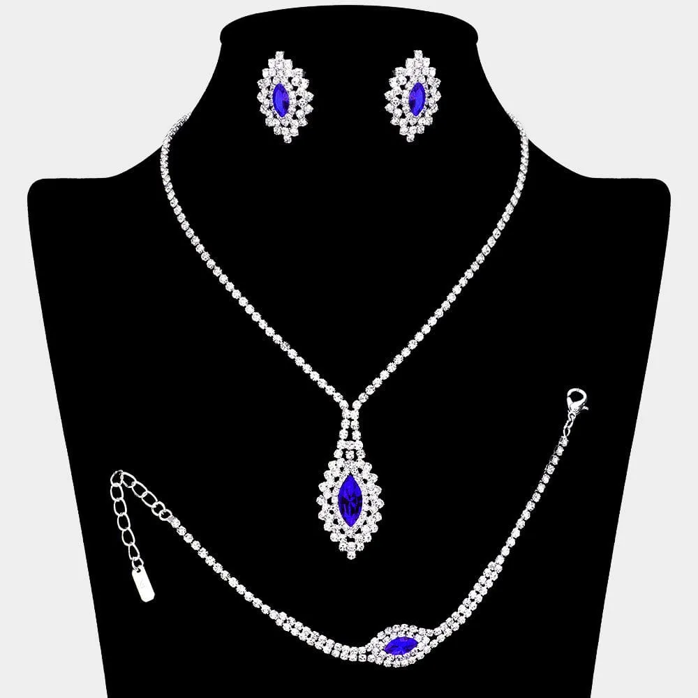 Sapphire Radiance Marquise Stone Jewelry Set