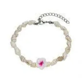 Seashell & Pink Franjipani Anklet