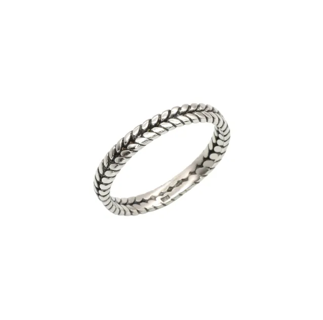 Silver Braided Ring - Fishtail Band, Stackable Silver Band, Rustic Braided Band