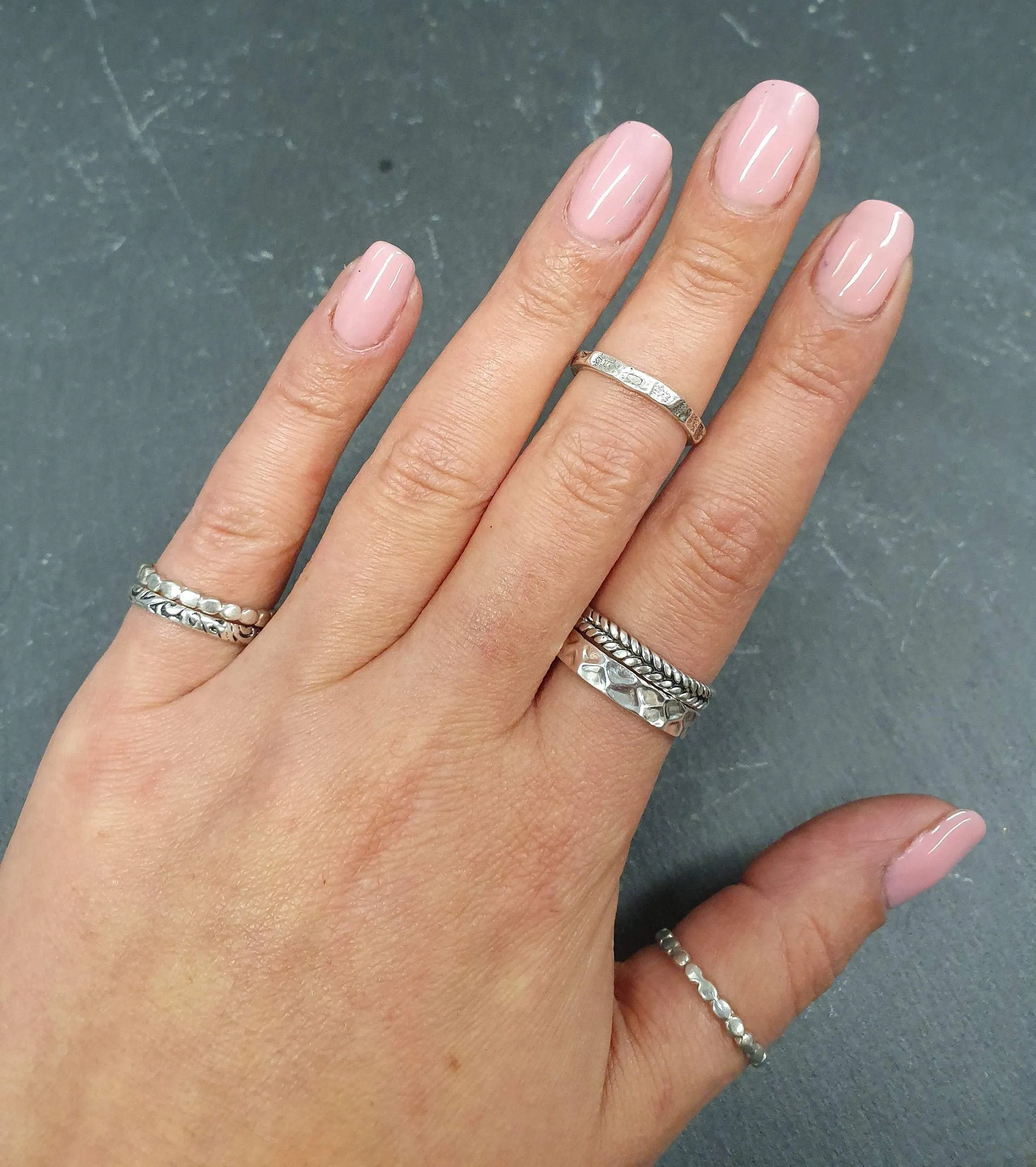 Silver Braided Ring - Fishtail Band, Stackable Silver Band, Rustic Braided Band