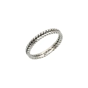 Silver Braided Ring - Fishtail Band, Stackable Silver Band, Rustic Braided Band