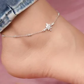 Silver Daisy Flower Anklet