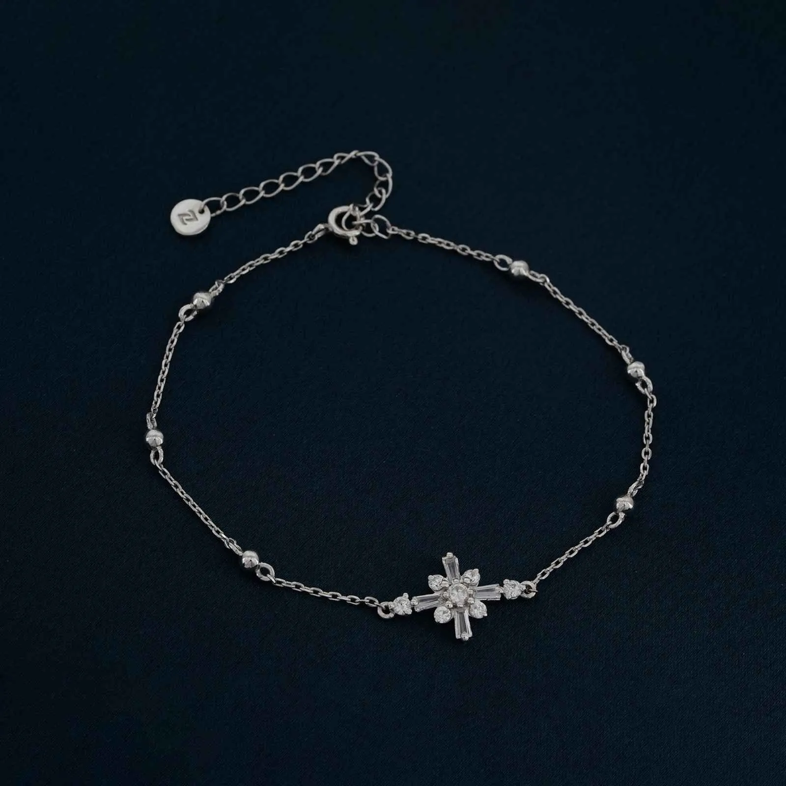 Silver Daisy Flower Anklet