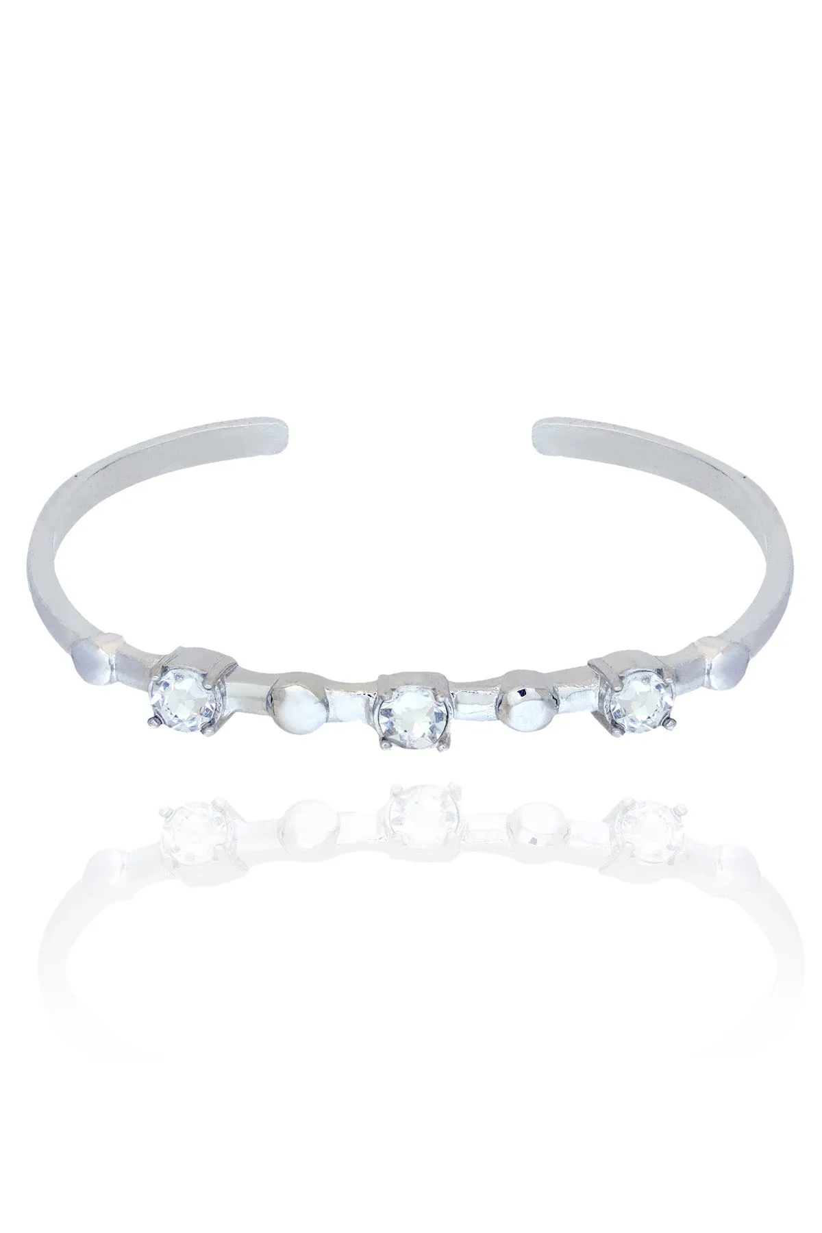Silver Diamond Kada Bracelet