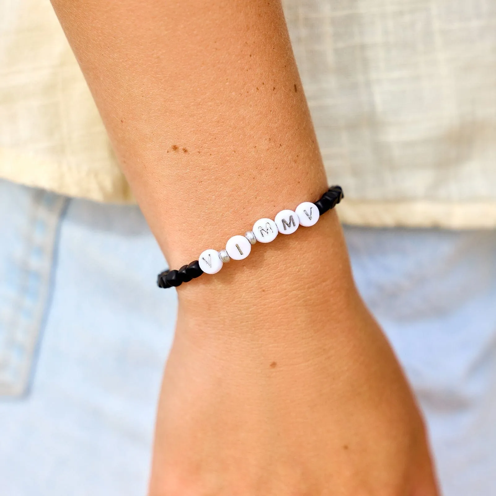 Silver Hematite Bead Stretch Bracelet