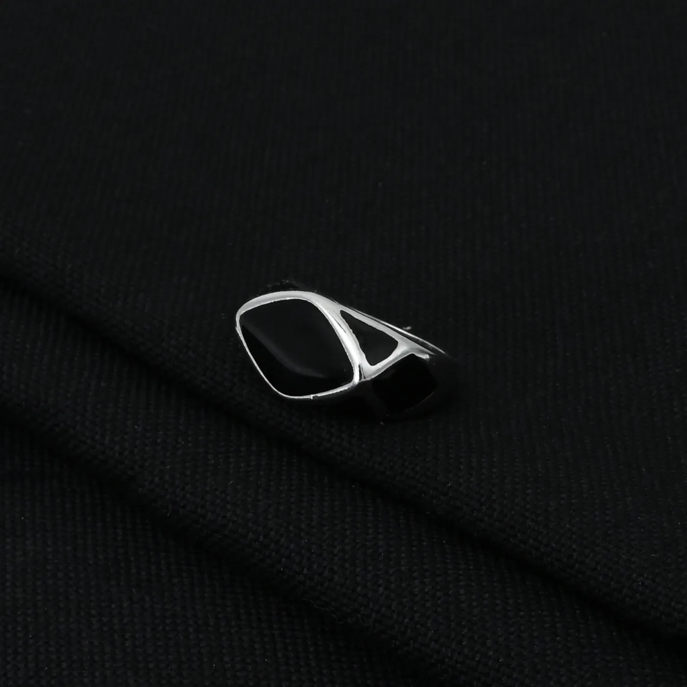 Silver Stylish Black And White Baby's Ring
