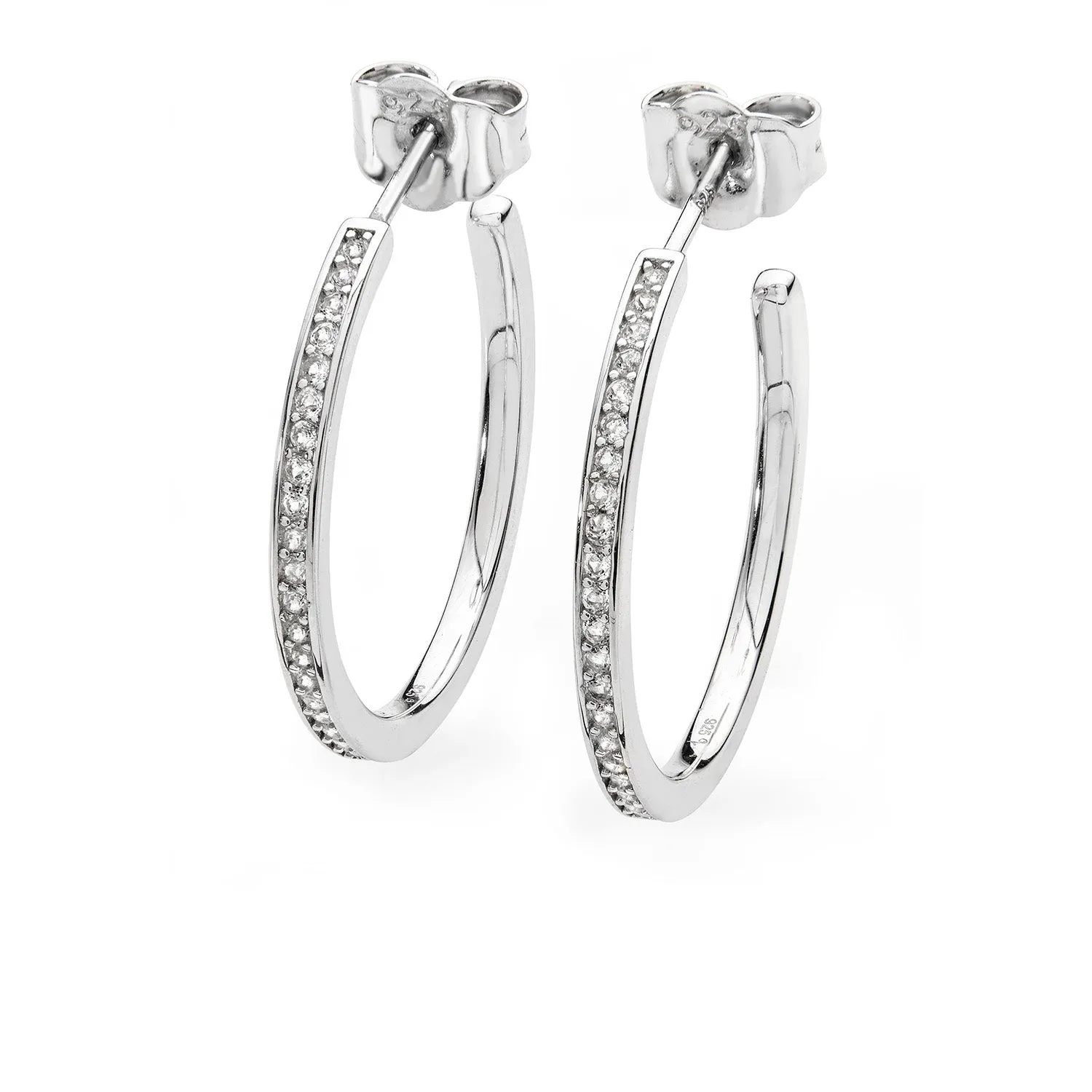 Skinny Drip Medium Hoop Earrings in Sterling Silver
