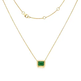 Solitaire Emerald Cut Emerald Necklace (1.70 ct.) in 14K Gold