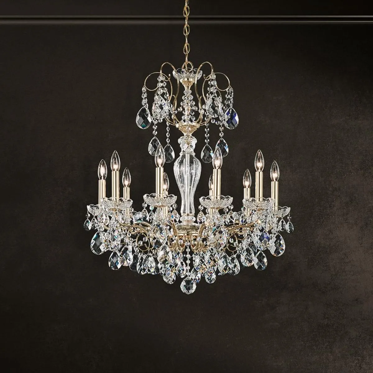Sonatina 10 Light Silver Chandelier with Crystals from Swarovski