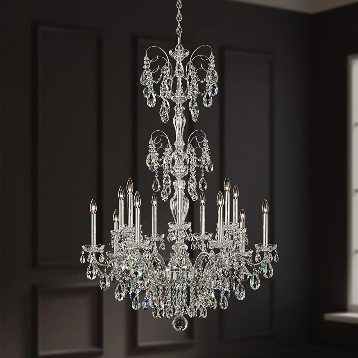 Sonatina 14 Light Heirloom Gold Chandelier with Clear Heritage Crystals