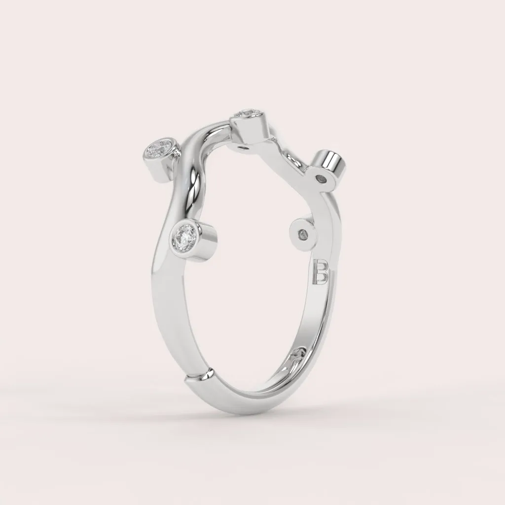 Spaced Diamond Wavy Ring