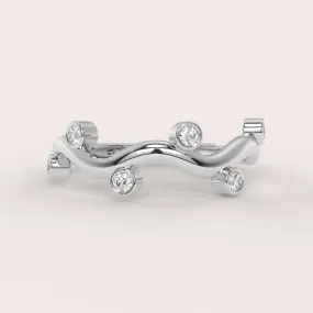 Spaced Diamond Wavy Ring