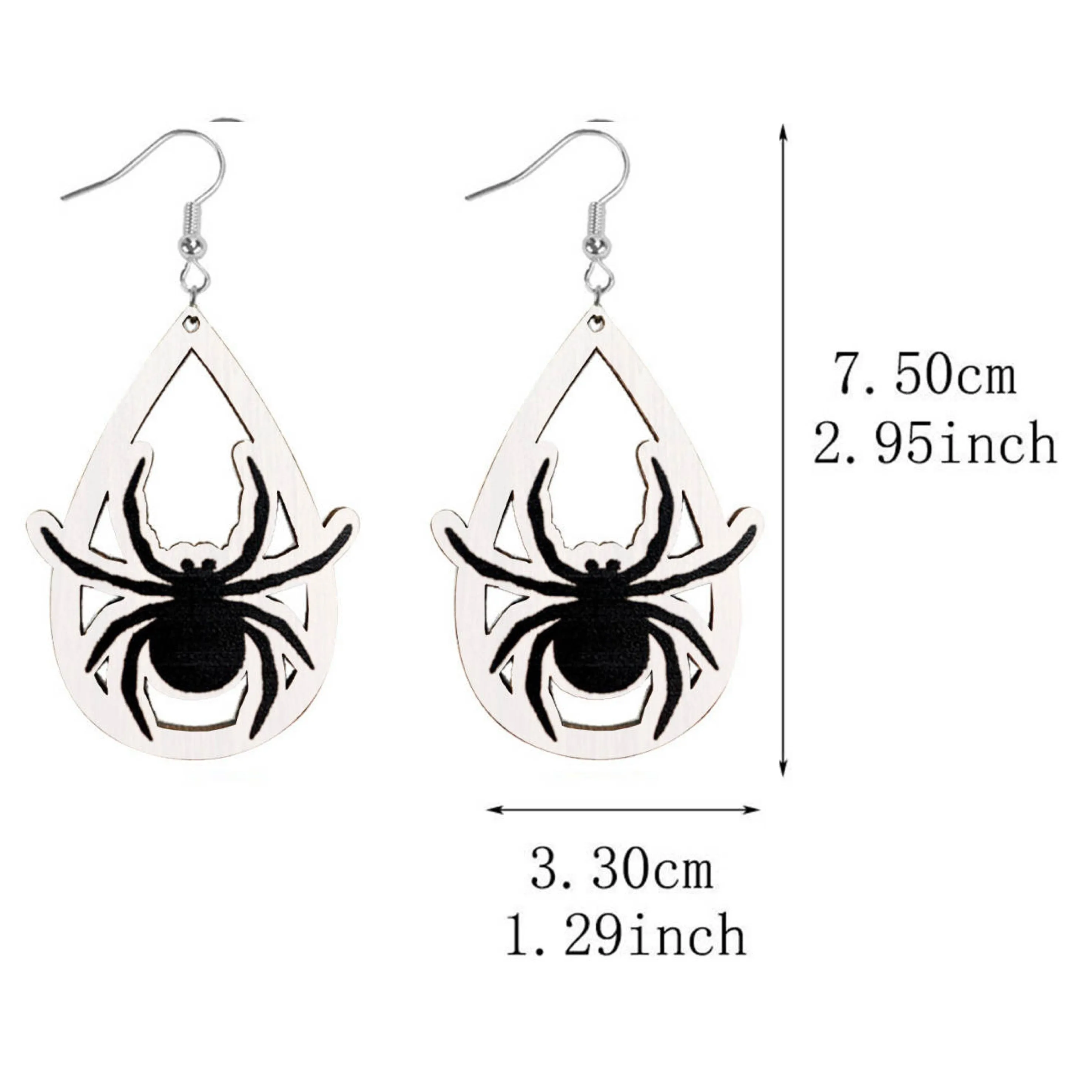Spooky Spider Wooden Drop Ear Bling