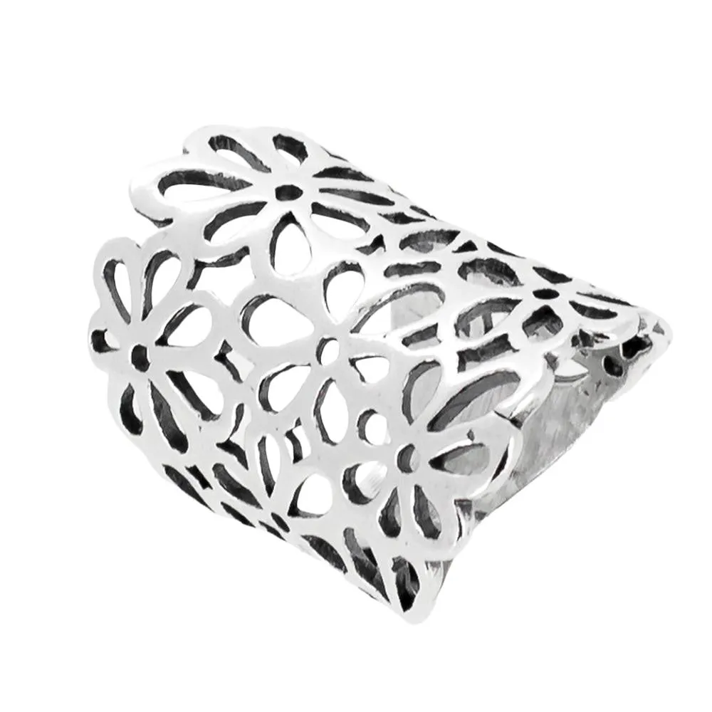Statement Floral Design Ring For Women Sterling Silver