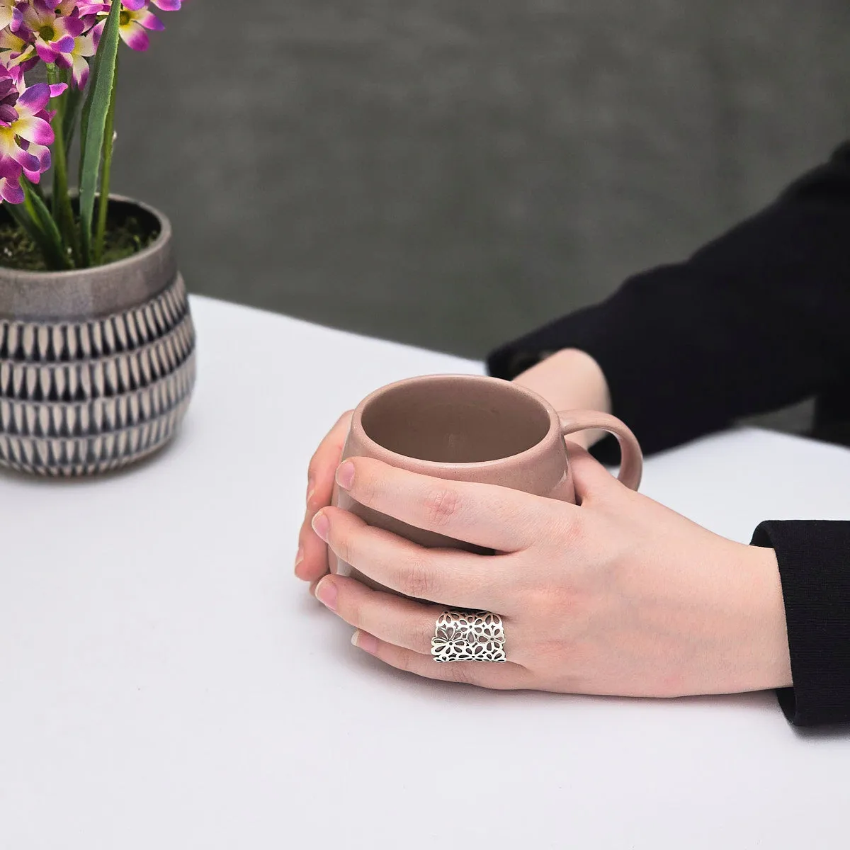 Statement Floral Design Ring For Women Sterling Silver